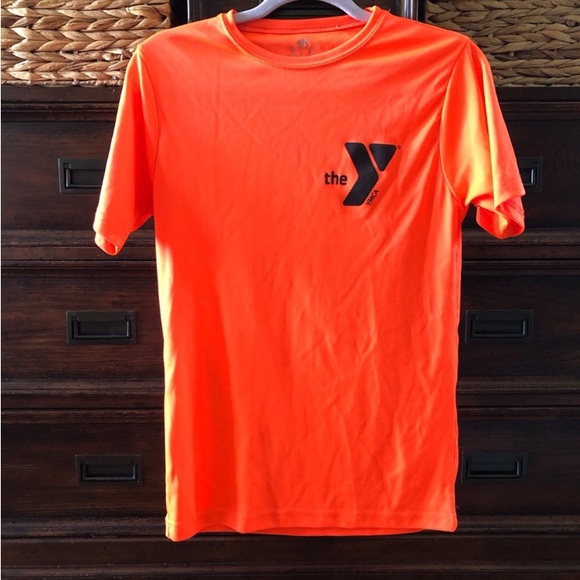 YMCA neon orange athletic short sleeve tee in size Youth XL Adult S - Picture 1 of 4
